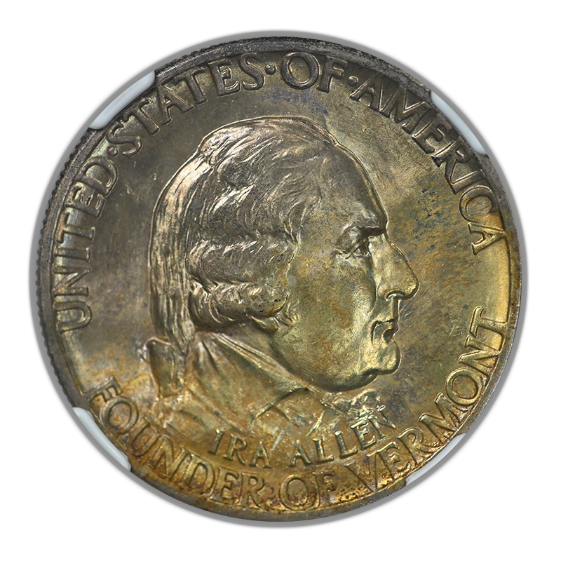 1927 Vermont Classic Commemorative Half Dollar 50C NGC MS67 - TONED!