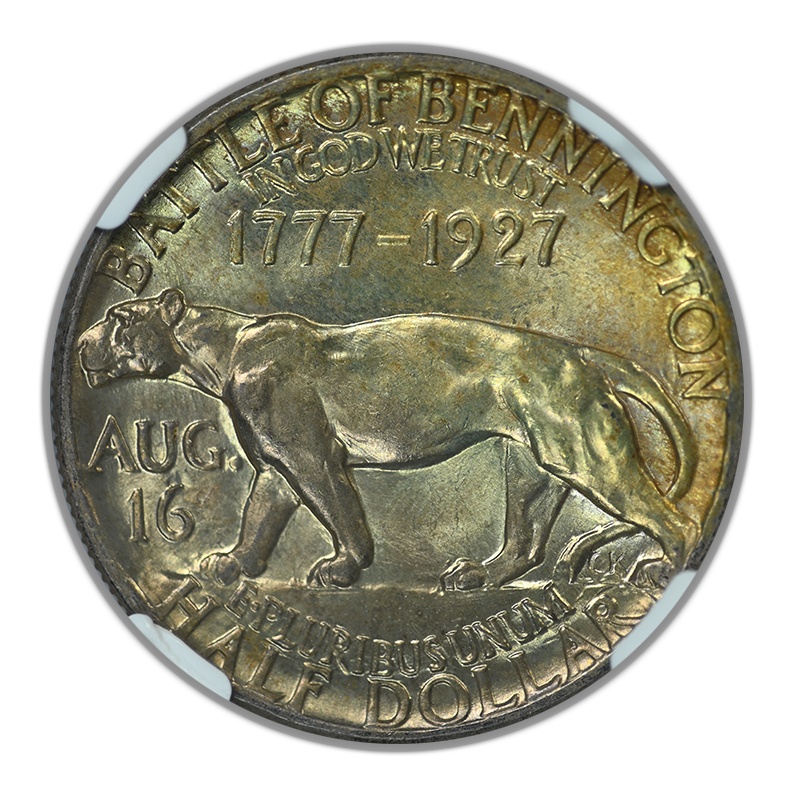1927 Vermont Classic Commemorative Half Dollar 50C NGC MS67 - TONED!