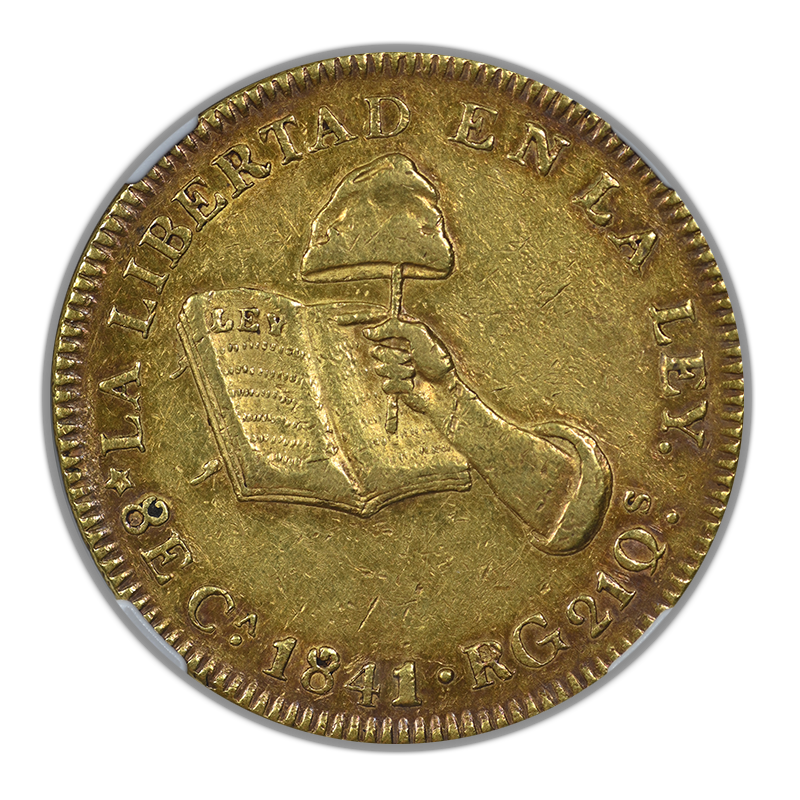 1841 CA RG Mexico Gold 8E Escudos NGC AU50 - TONED!