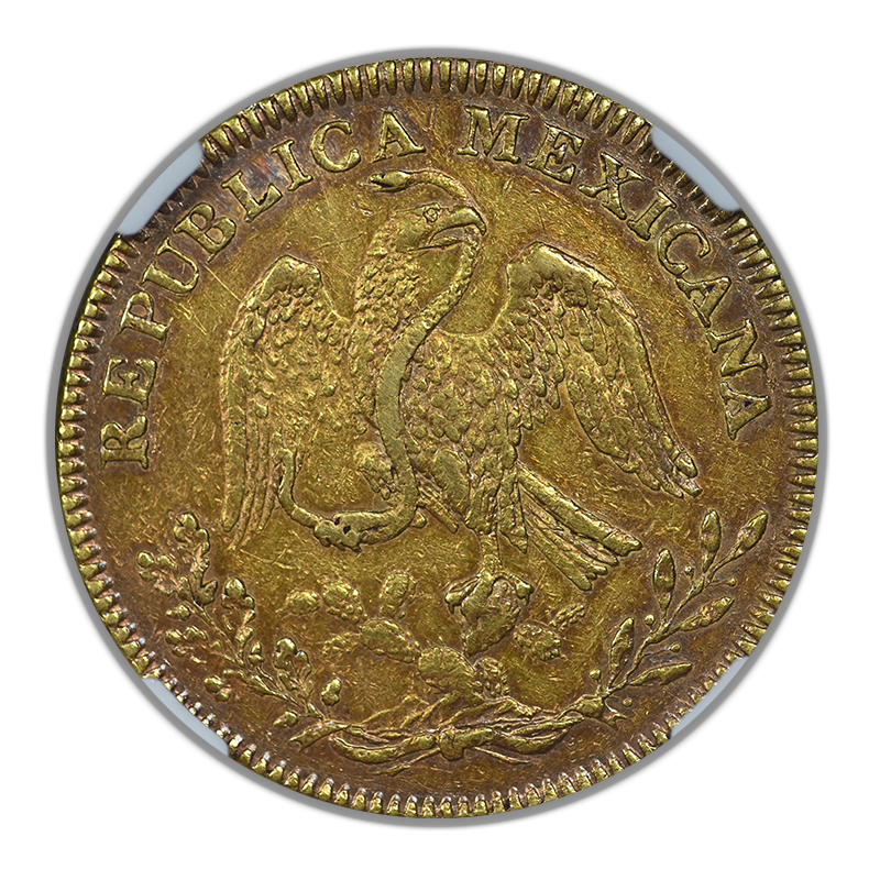 1841 CA RG Mexico Gold 8E Escudos NGC AU50 - TONED!