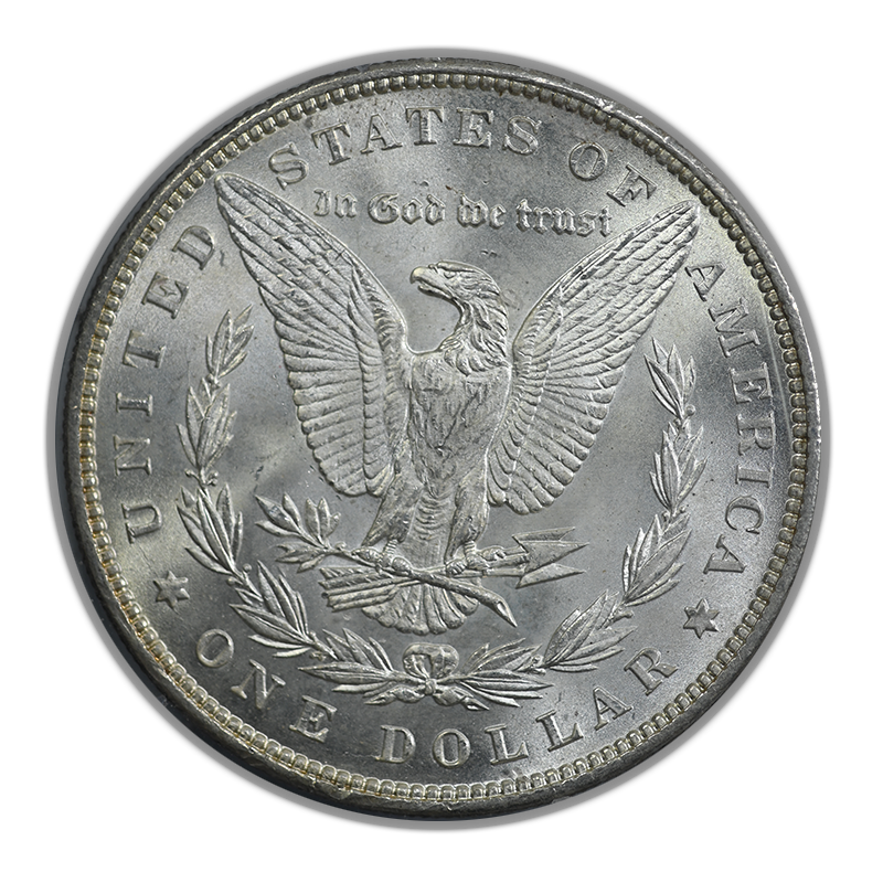 1896 Morgan Dollar $1 PCGS Rattler MS62 - End Roll Toner Reverse
