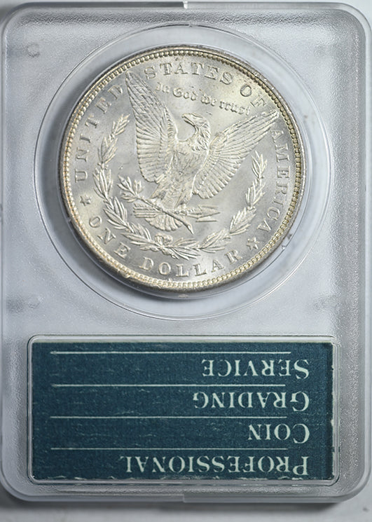 1896 Morgan Dollar $1 PCGS Rattler MS62 - End Roll Toner Reverse Slab