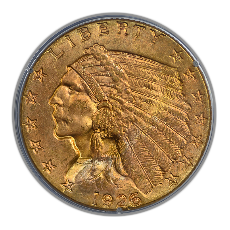 1926 Indian Head Gold Quarter Eagle $2.50 PCGS Rattler MS64 CAC
