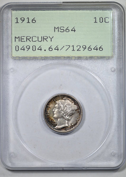 1916 Mercury Dime 10C PCGS Rattler MS64