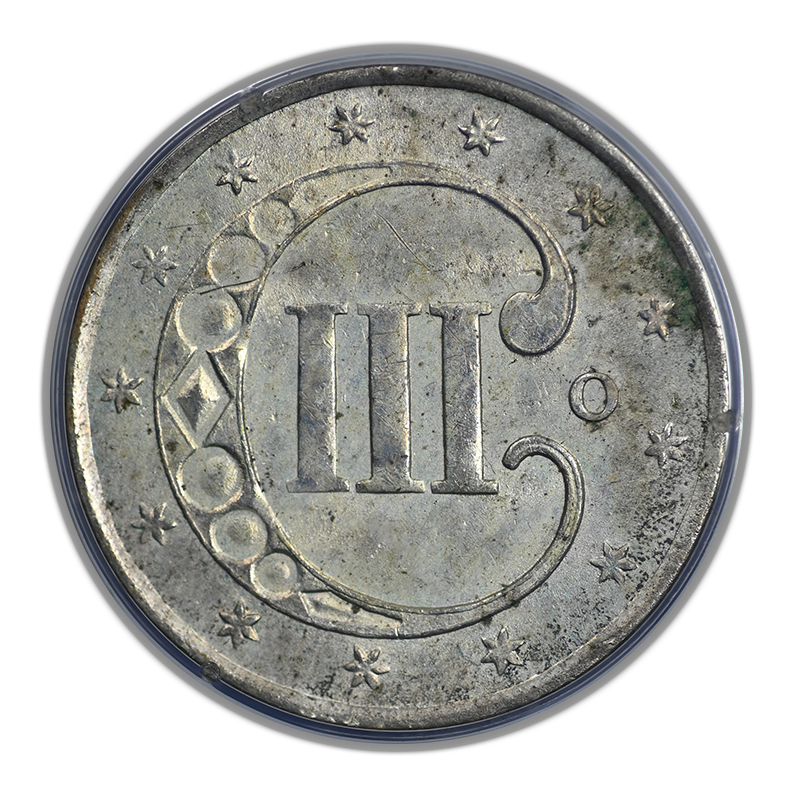 1851-O Three Cent Silver Piece 3CS PCGS Rattler MS62