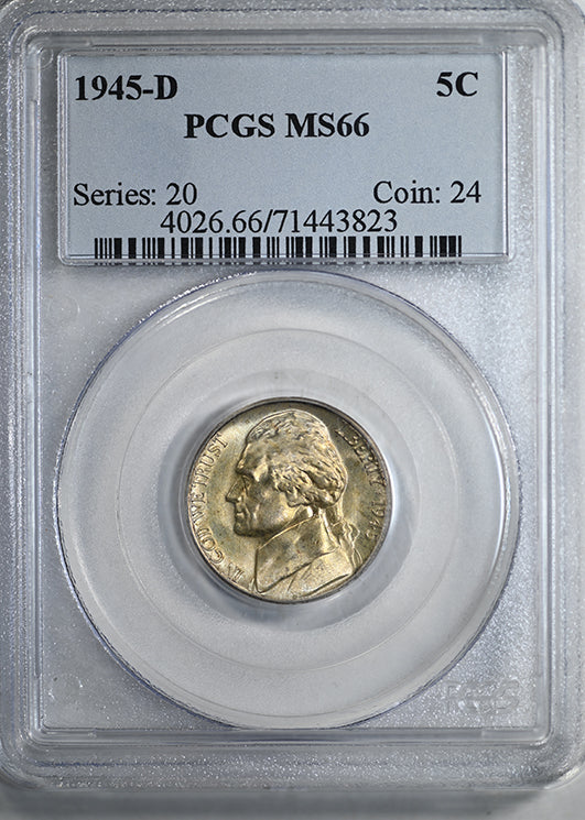 1945-D Jefferson Nickel 5C PCGS MS66 - Repunched Mint Mark RPM FS-501