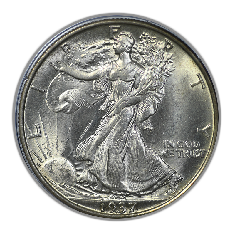 1937 Walking Liberty Half Dollar 50C PCGS Rattler MS65 Obverse