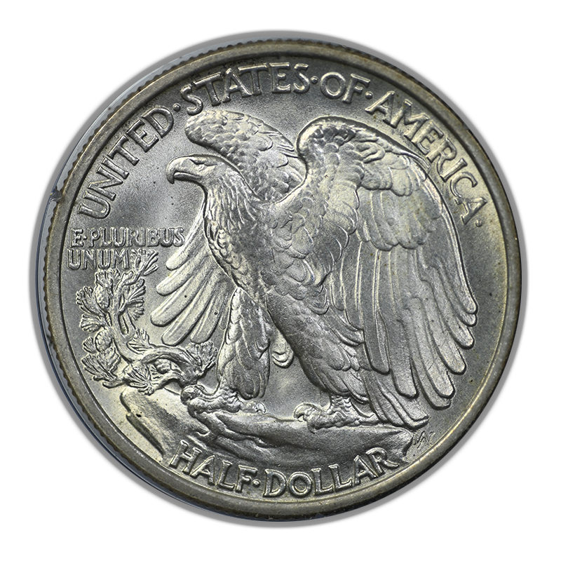 1937 Walking Liberty Half Dollar 50C PCGS Rattler MS65 Reverse