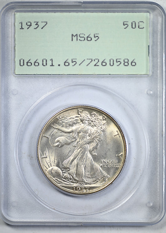 1937 Walking Liberty Half Dollar 50C PCGS Rattler MS65 Obverse Slab