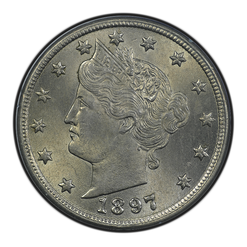 1897 Liberty V-Nickel 5C PCGS Rattler MS64 CAC Obverse