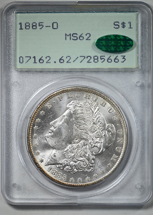 1885-O Morgan Dollar $1 PCGS Rattler MS62 CAC