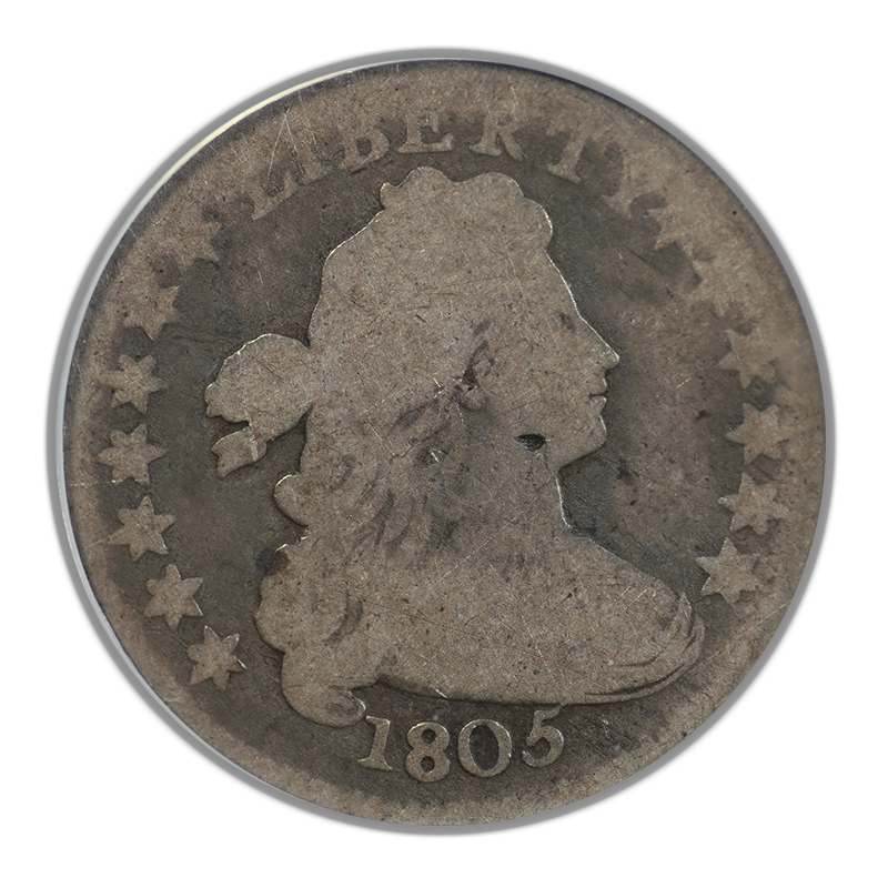 1805 Draped Bust Dime 10C ANACS AG3 - JR-2, 4 Berries Obverse