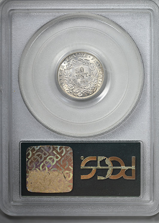 1894-A France Silver 50C Centimes PCGS MS65 OGH
