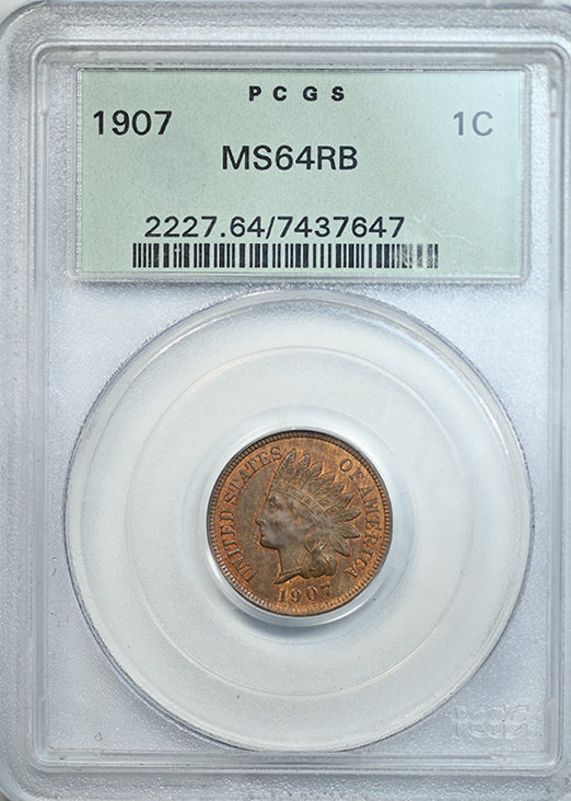 1907 Indian Head Cent 1C PCGS MS64RB OGH Obverse Slab