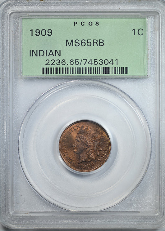 1909 Indian Head Cent 1C PCGS MS65RB OGH Obverse Slab
