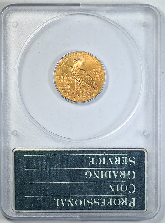 1928 Indian Head Gold Quarter Eagle $2.50 PCGS Rattler MS63 Reverse Slab