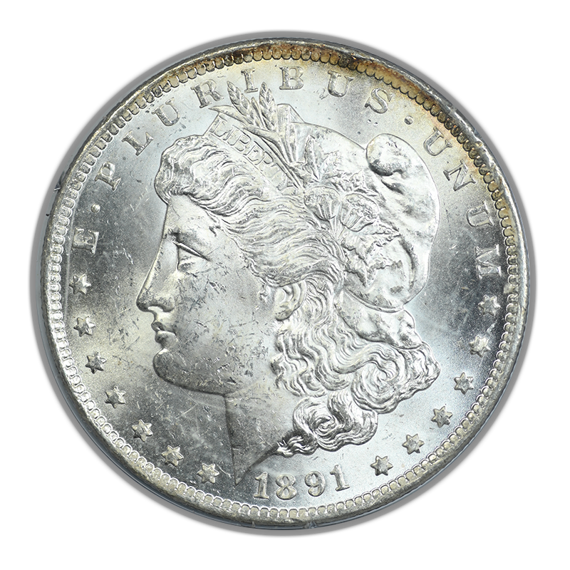 1891-CC Morgan Dollar $1 PCGS Rattler MS61 CAC Obverse