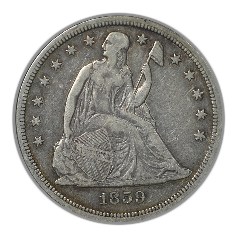 1859-S Liberty Seated Dollar $1 ANACS Soapbox XF40