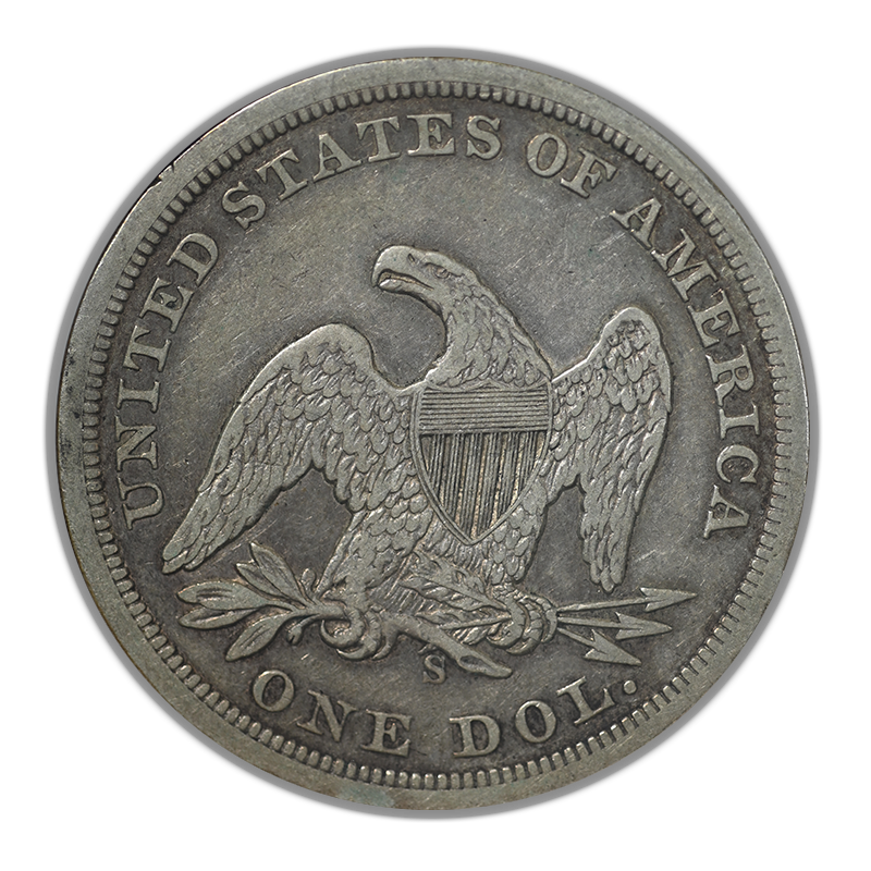 1859-S Liberty Seated Dollar $1 ANACS Soapbox XF40