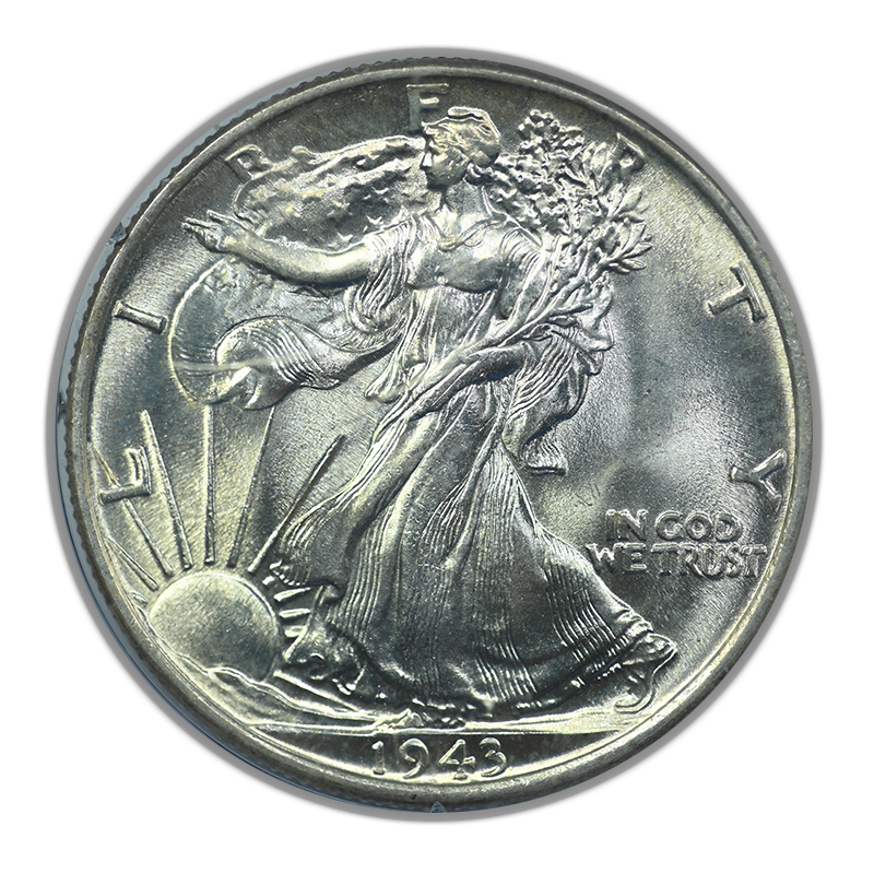 1943 Walking Liberty Half Dollar 50C PCGS Rattler MS64 CAC Obverse