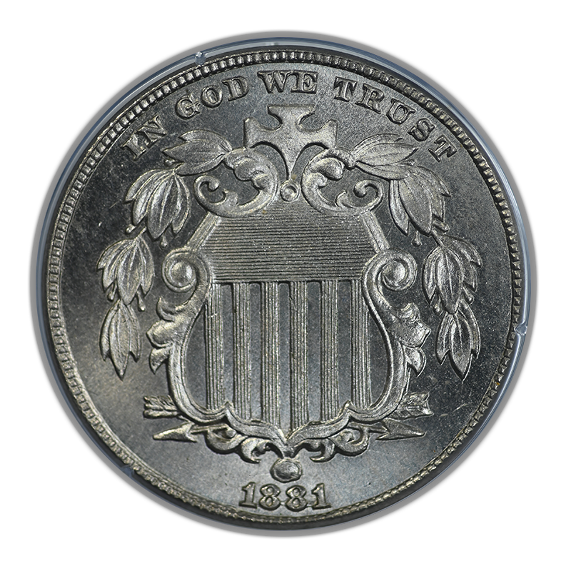 1881 Shield Nickel 5C PCGS Rattler MS65 CAC Obverse