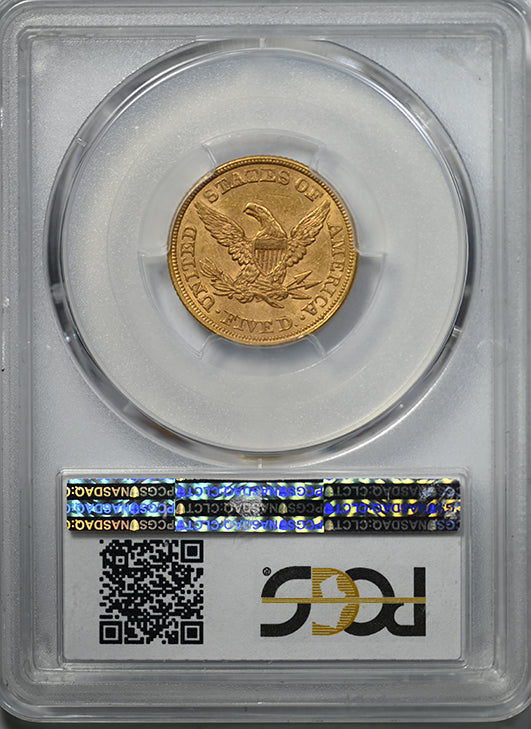 1861 Liberty Head Gold Half Eagle $5 PCGS AU58 CAC Reverse Slab