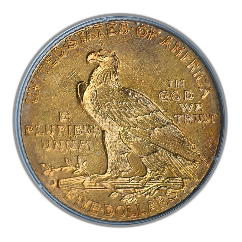1909-D Indian Head Gold Half Eagle $5 PCGS Rattler AU50 CAC