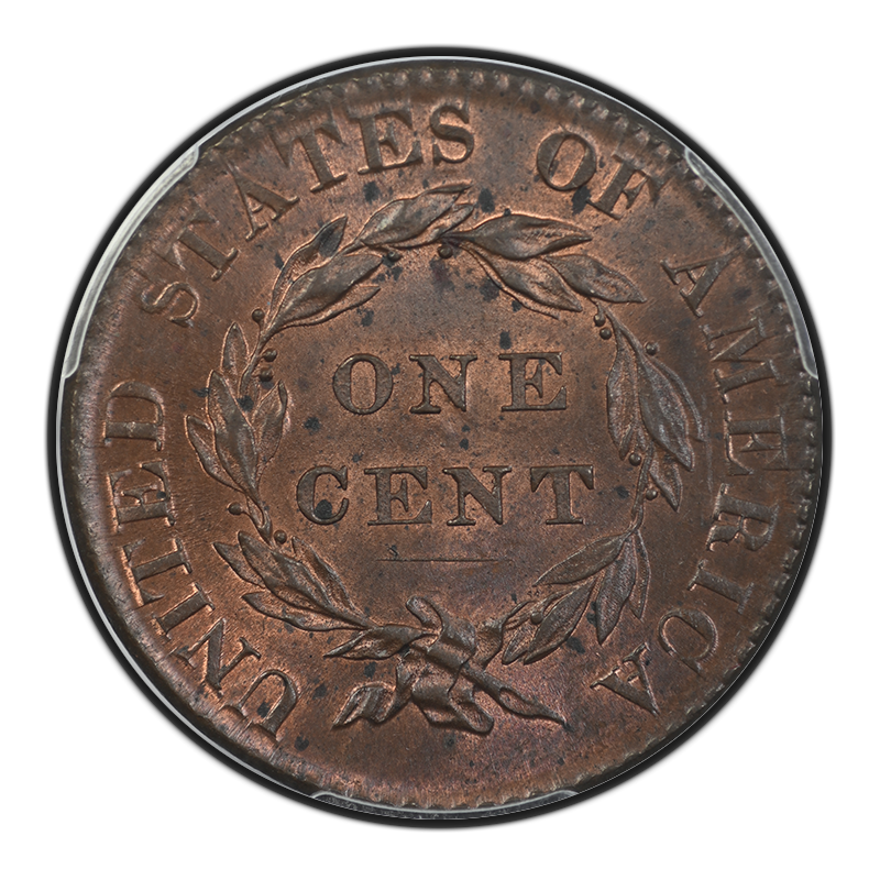 1820 Matron Liberty Head Large Cent 1C PCGS MS64RB CAC N-15 Small Date Reverse