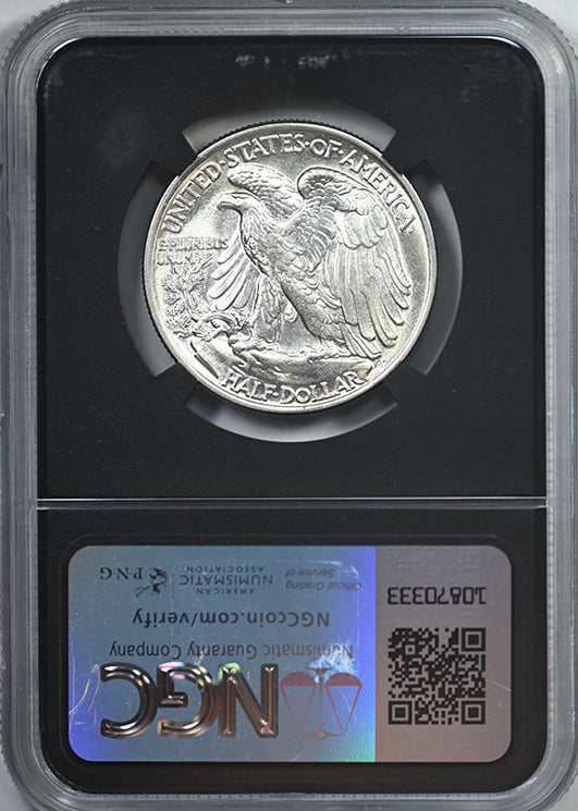 1943 Walking Liberty Half Dollar 50C NGC MS64 with Original Bag Fragment