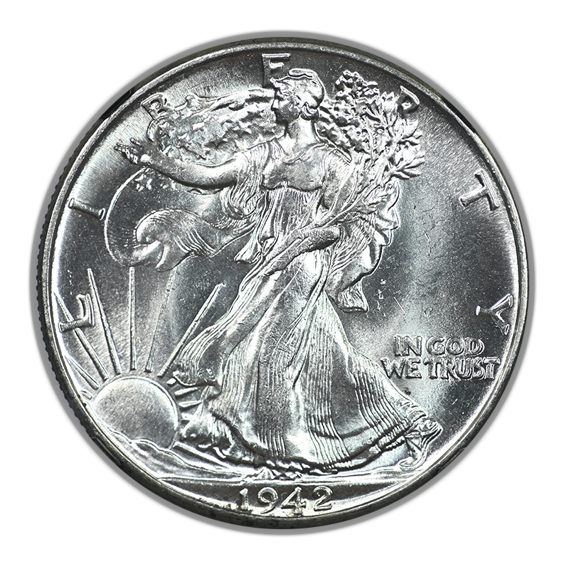 1942 Walking Liberty Half Dollar 50C NGC MS64 with Original Bag Fragment