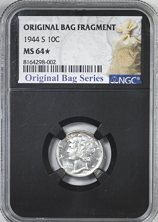 1944-S Mercury Dime 10C NGC MS64* Star with Original Bag Fragment