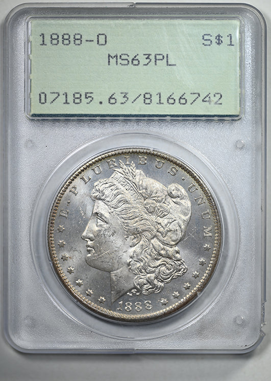 1888-O Morgan Dollar $1 PCGS Rattler MS63PL - Prooflike