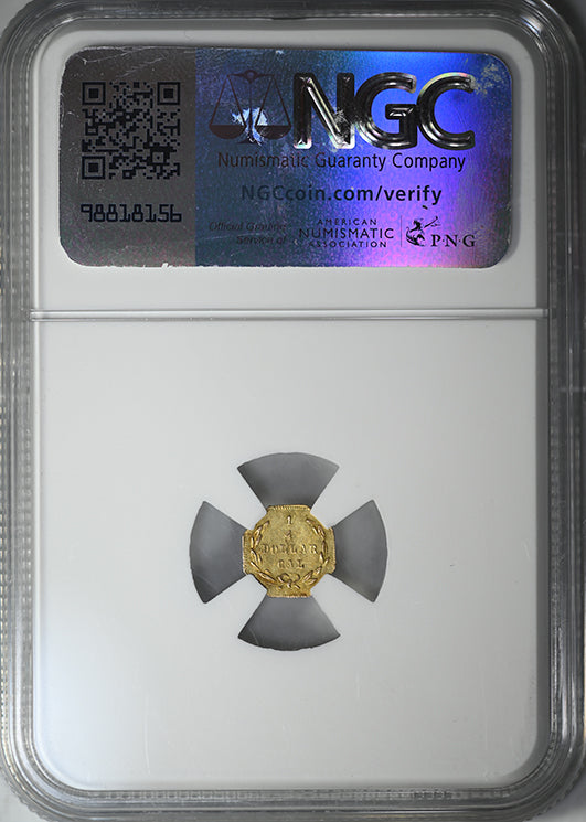 1873 Octagonal California Fractional Gold Liberty Head 1/4 Dollar G25C NGC AU58 BG-727