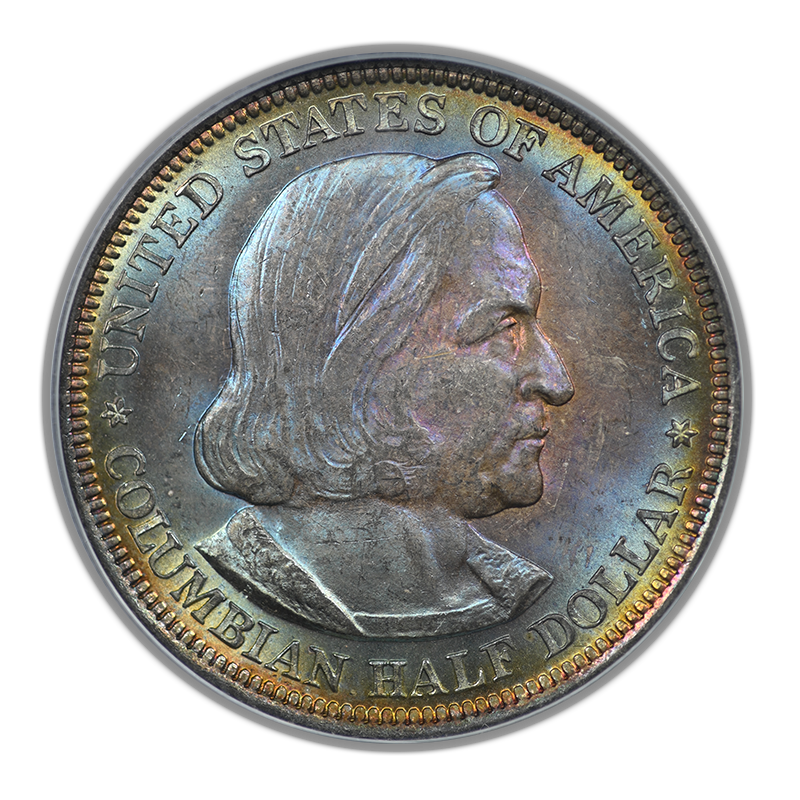 1892 Columbian Exposition Classic Commemorative Half Dollar 50C MS64 CAC OGH - RAINBOW TONED!