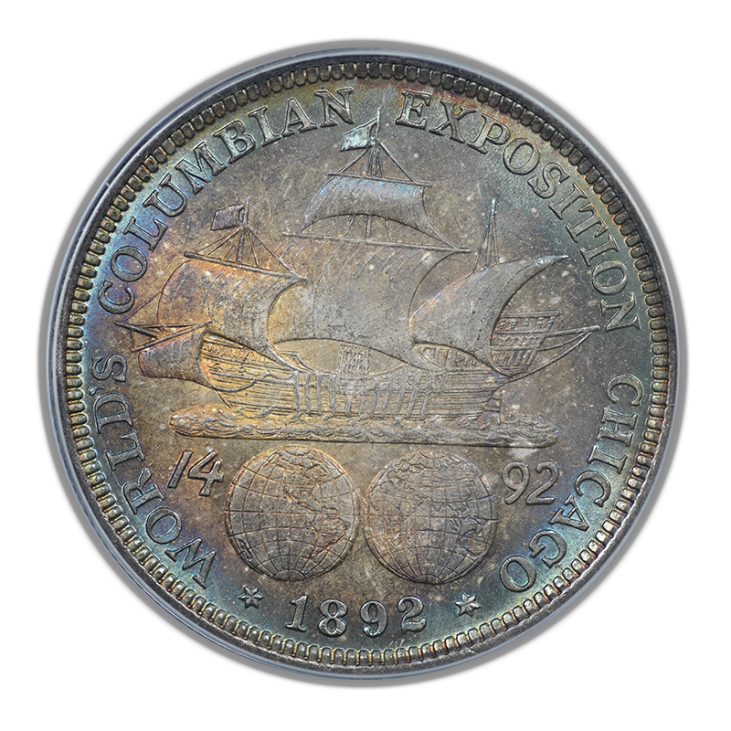 1892 Columbian Exposition Classic Commemorative Half Dollar 50C MS64 CAC OGH - RAINBOW TONED!