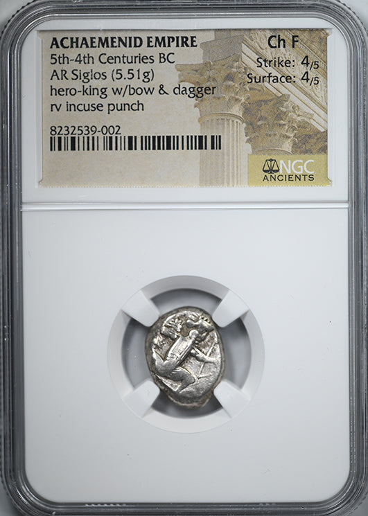 5th-4th Centuries BC Achaemenid Empire AR Siglos Hero King w/ Bow NGC Ancients Choice F