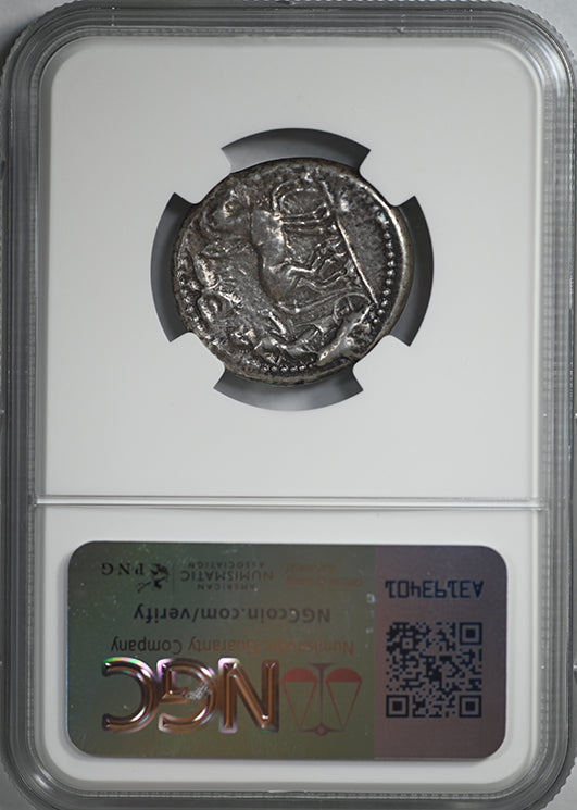 c.480-475 BC Sicily, Syracuse AR Tetradrachm Arethusa & Dolphins NGC Ancients VF