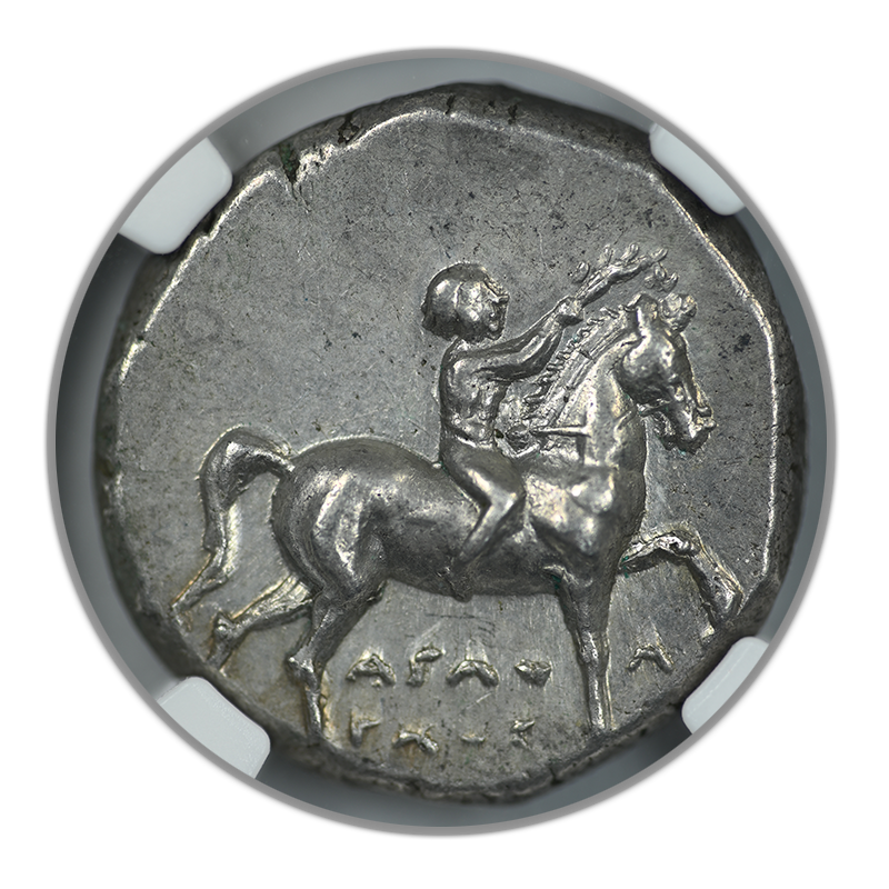 c.280-240 BC Calabria, Taras AR Didrachm NGC Ancients AU
