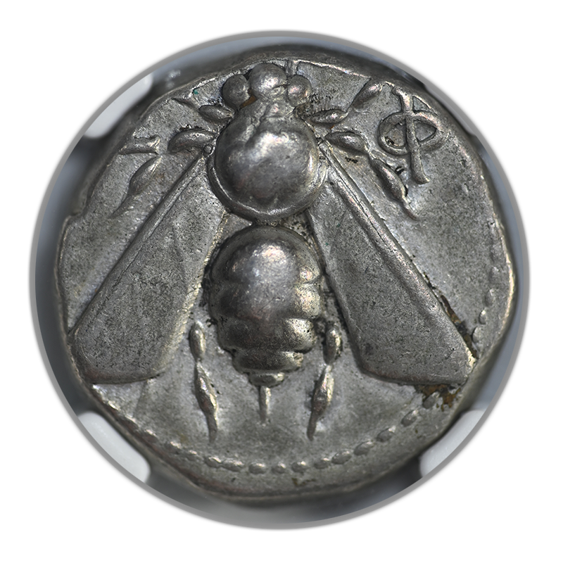 c.4th Century BC Ionia, Ephesus AR Tetradrachm Bee & Stag NGC Ancients Choice VF