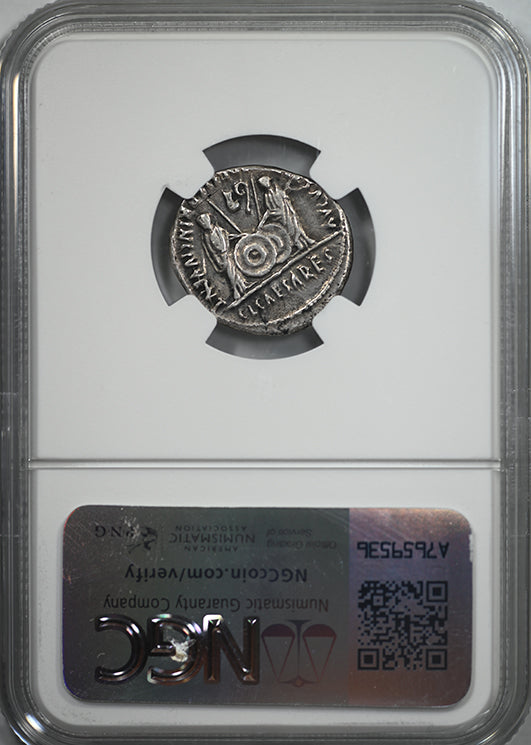 27 BC - AD 14 Augustus, Roman Empire AR Denarius Lugdunum NGC Ancients Choice VF