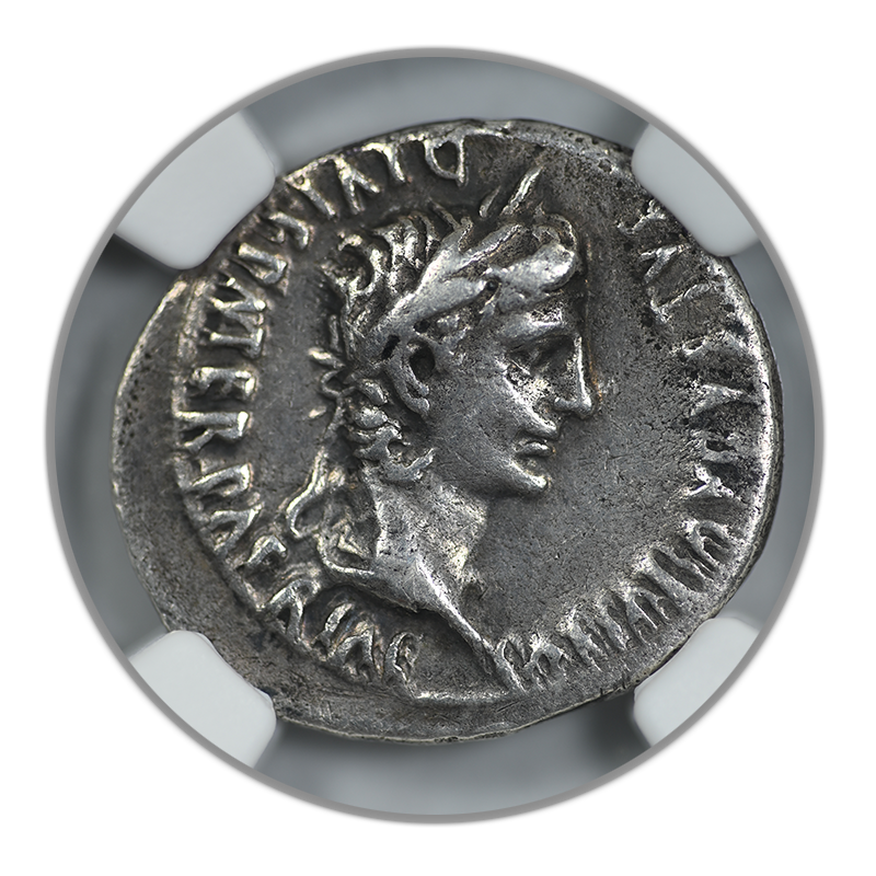 27 BC - AD 14 Augustus, Roman Empire AR Denarius Lugdunum NGC Ancients Choice VF