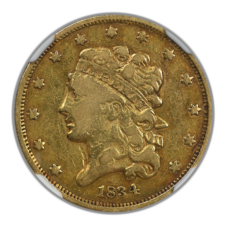 1834 Classic Head Gold Half Eagle $5 NGC VF25 - Plain 4