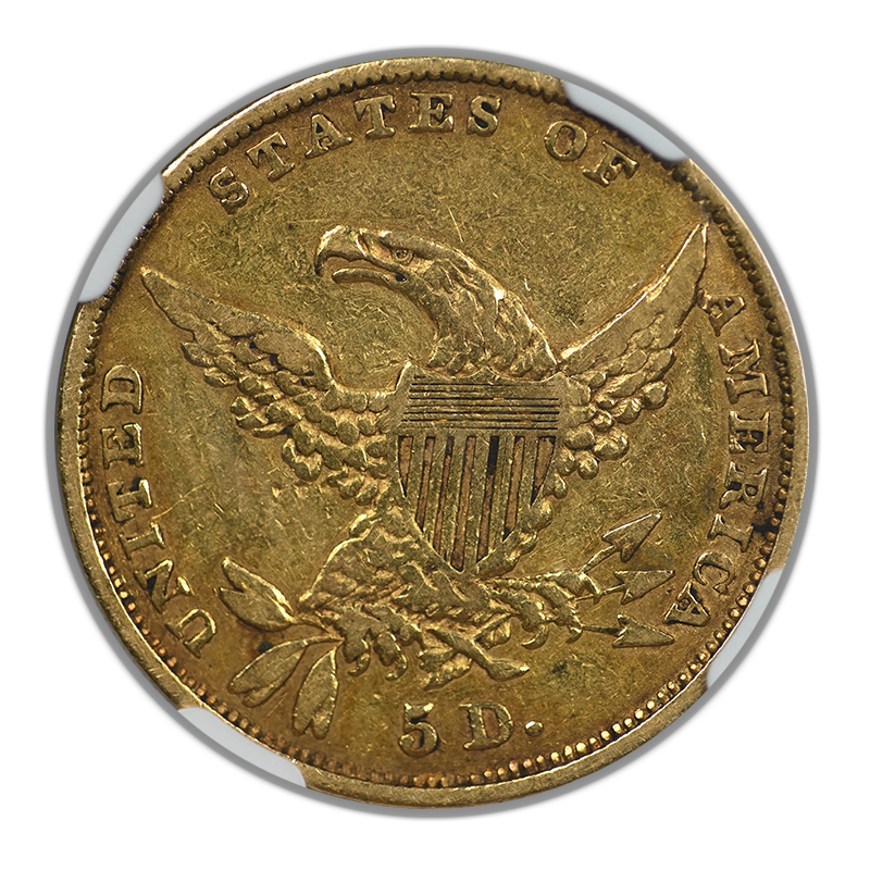1834 Classic Head Gold Half Eagle $5 NGC VF25 - Plain 4