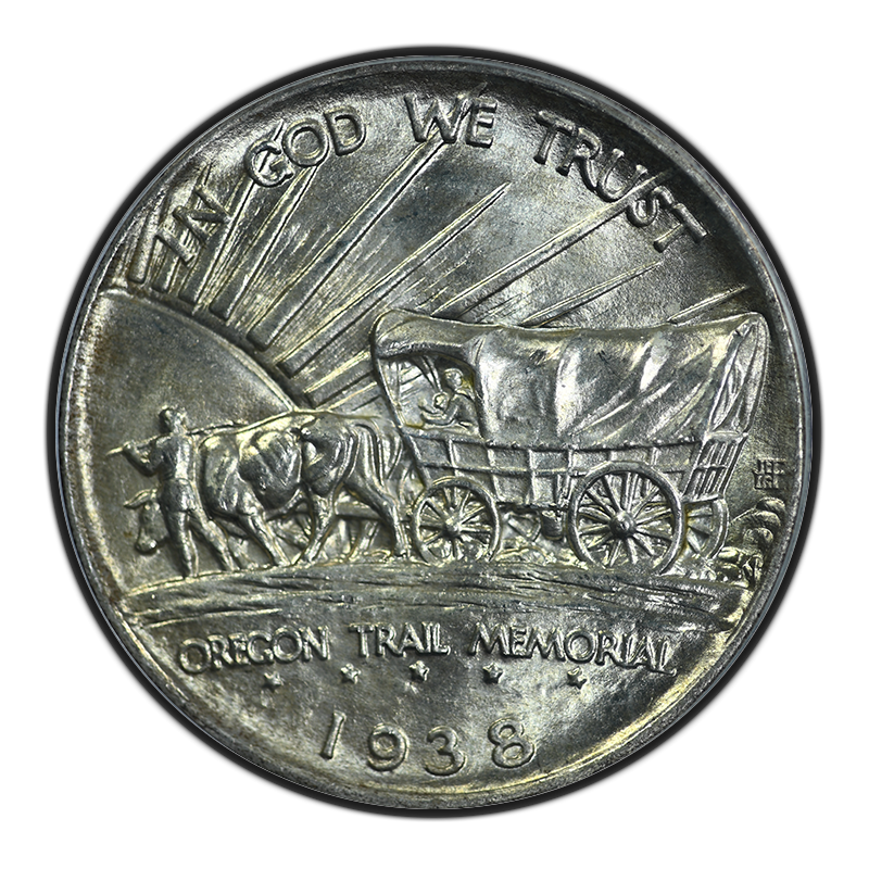 1938-S Oregon Trail Classic Commemorative Half Dollar 50C PCGS MS65 CAC OGH Reverse