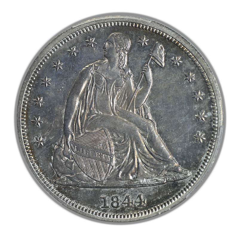 1844 Liberty Seated Dollar $1 PCGS MS62 Obverse