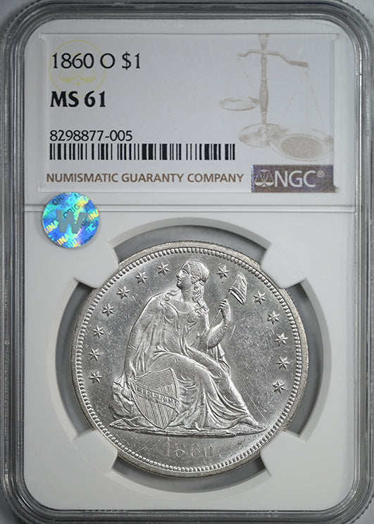 1860-O Liberty Seated Dollar $1 NGC MS61