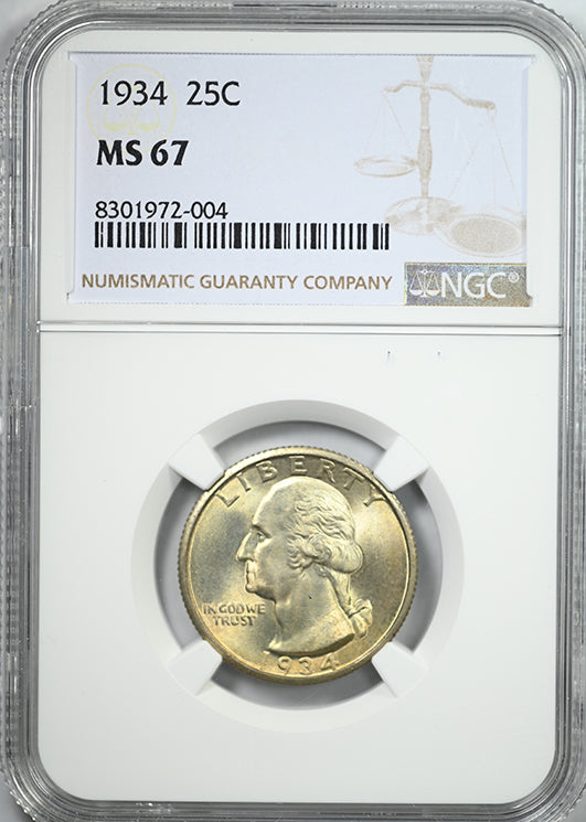 1934 Washington Quarter 25C NGC MS67