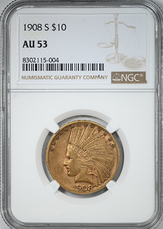 1908-S Indian Head Gold Eagle $10 NGC AU53