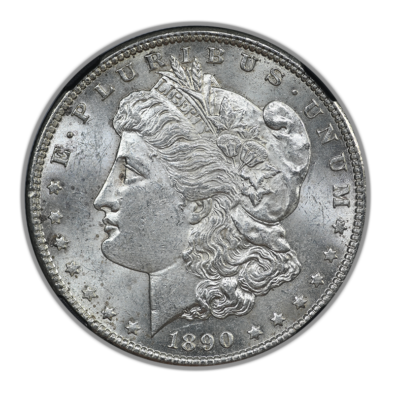 1890-CC Morgan Dollar $1 NGC Brilliant Uncirculated with Original Bag Fragment