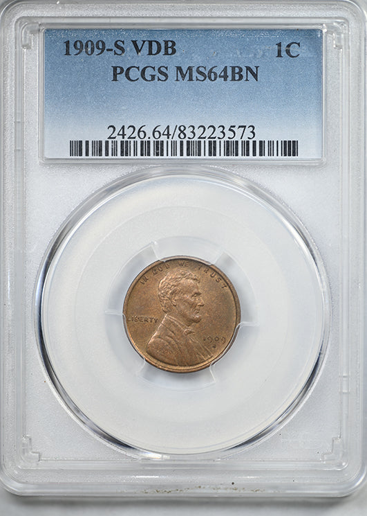 1909-S VDB Lincoln Wheat Cent 1C PCGS MS64BN